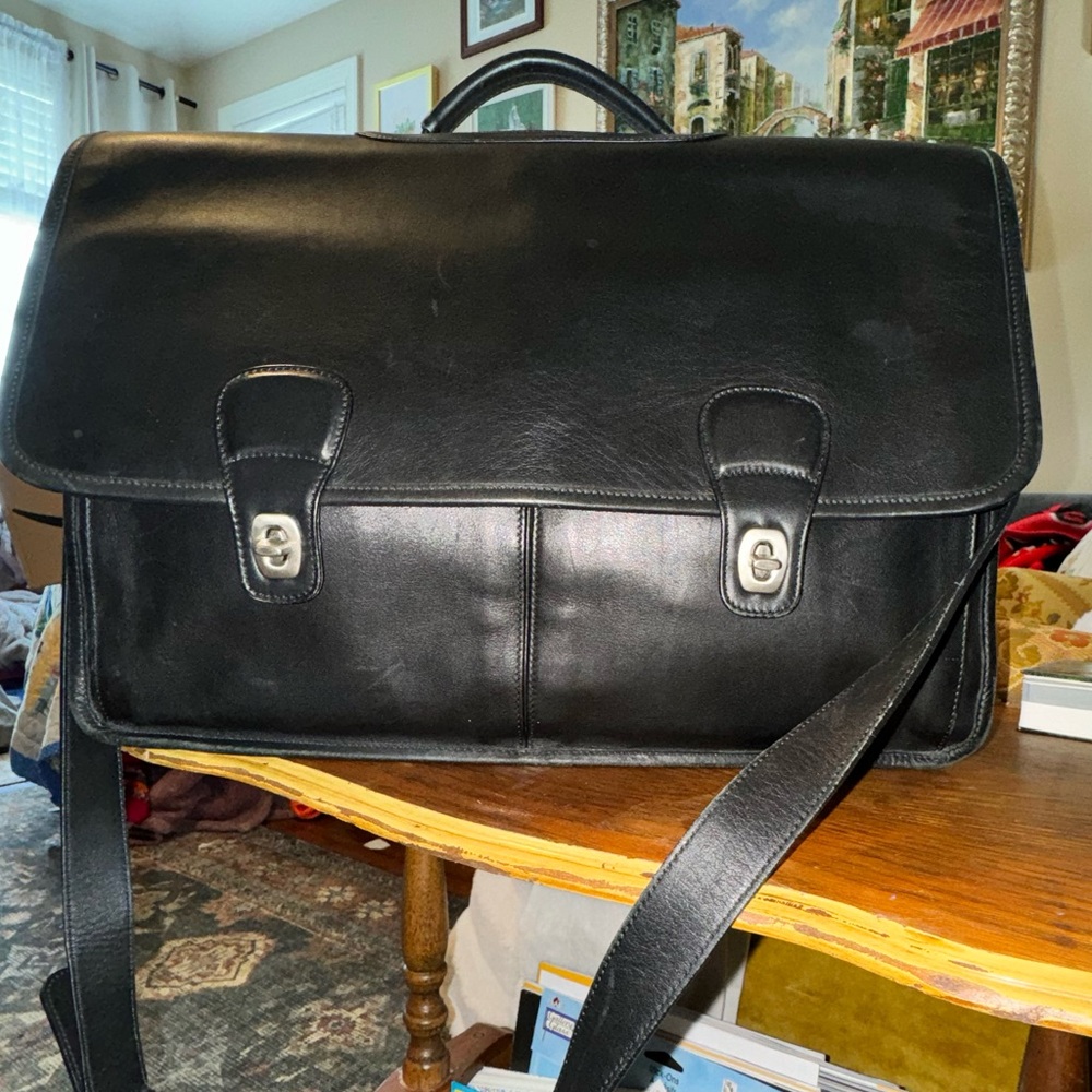 VINTAGE COACH 0532 PRESCOTT BRIEFCASE BAG BLACK LEATHER